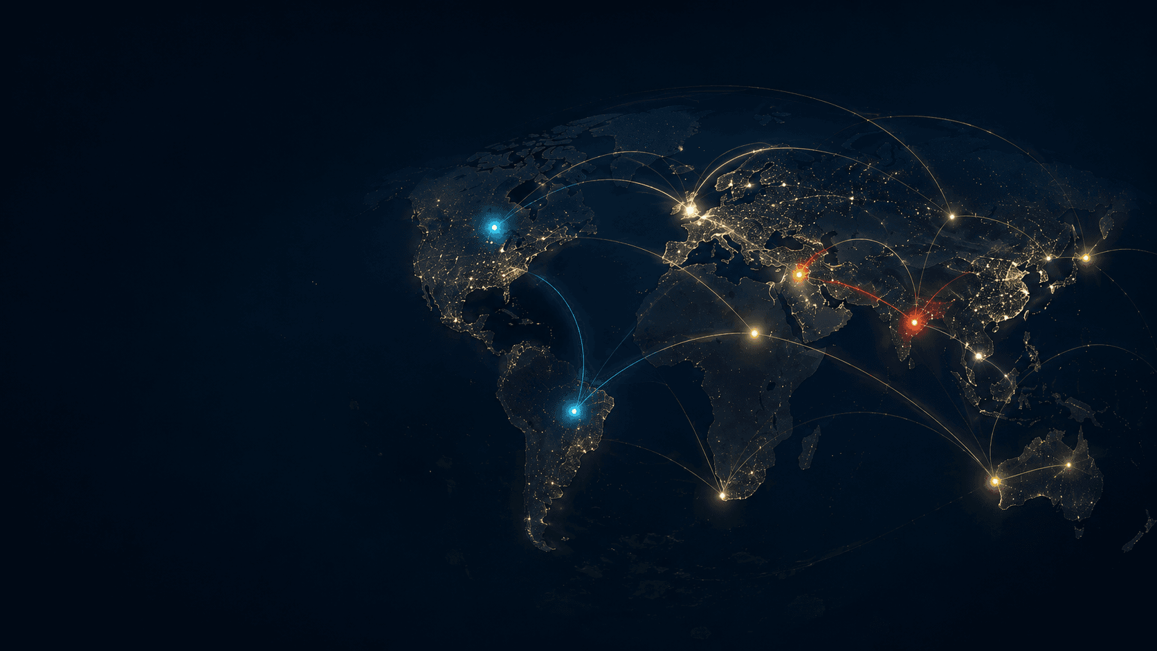 Illuminated global connections across international markets